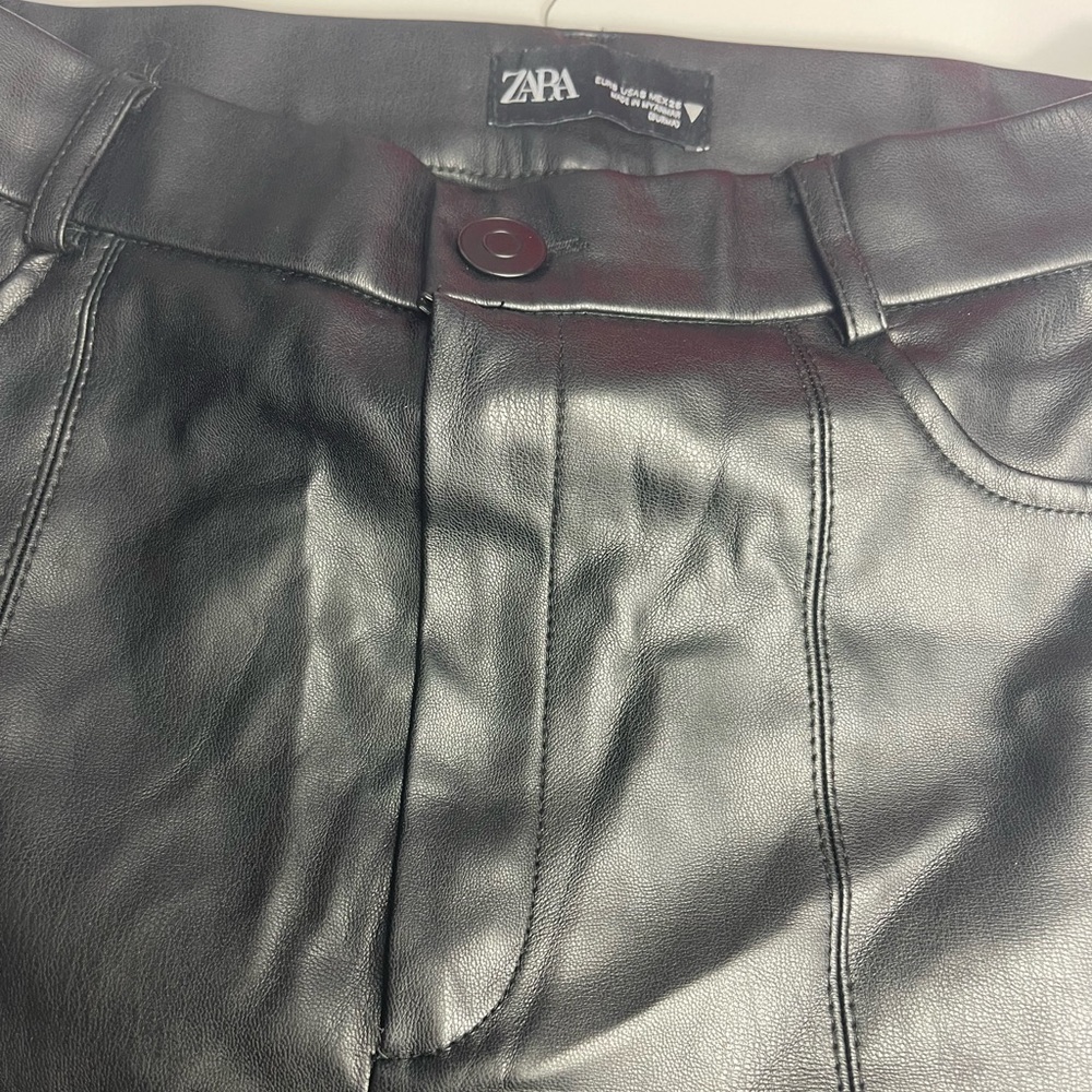 Zara Sleek Black Leather Trousers